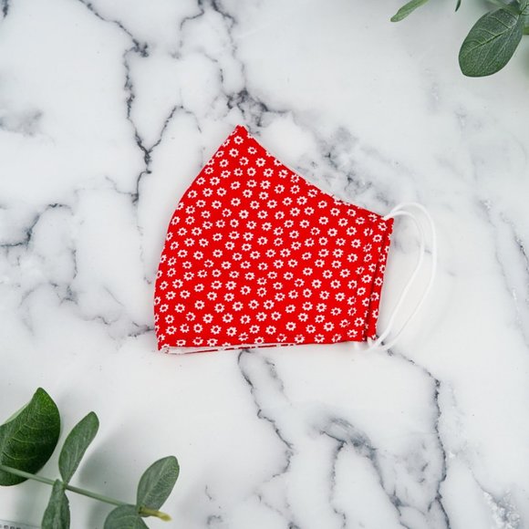 Petit Red Floral, Cotton face mask - Picture 3 of 3